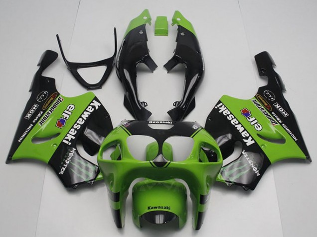 1996-2003 Kawasaki ZX7R Motorcycle Fairings - Green Glossy Black Monster Elf Australia