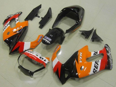Purchase 1997-2005 Honda VTR1000F Motorcycle Fairings - Orange White Red Glossy Black Repsol Australia
