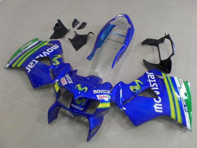 1998-2001 Honda VFR 800 Motorcycle Fairings - Blue Green White MoviStar Australia