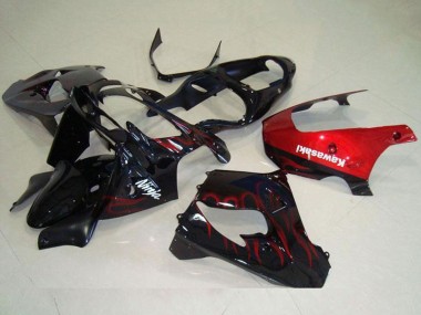 Purchase 2000-2001 Kawasaki ZX9R Motorcycle Fairing - Glossy Black Red Flame Australia