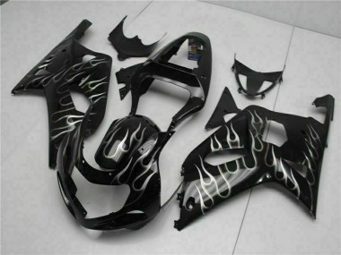 Purchase 2001-2003 Suzuki GSXR 600/750 Motorcycle Fairings - Glossy Black Silver Flame Australia