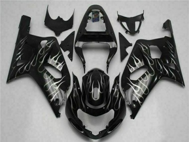 Purchase 2001-2003 Suzuki GSXR 600/750 Motorcycle Fairings - Glossy Black Silver Flame Australia
