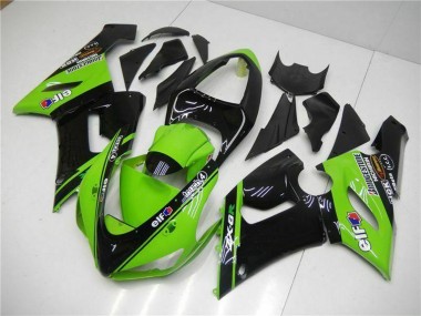 Purchase 2005-2006 Kawasaki ZX6R Motorcycle Fairings - Green Glossy Black Elf Australia
