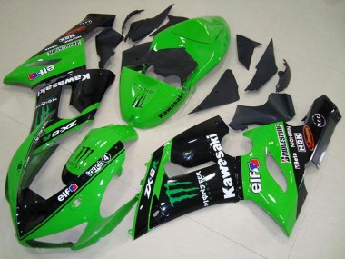 Purchase 2005-2006 Kawasaki ZX6R Motorcycle Fairings - Green Glossy Black Elf Monster Australia
