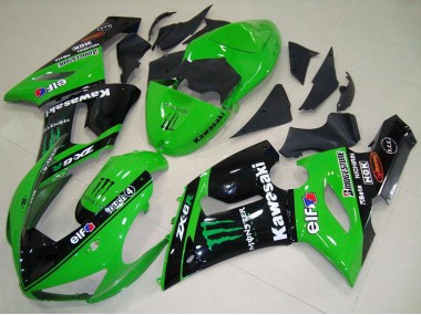 Purchase 2005-2006 Kawasaki ZX6R Motorcycle Fairings - Green Glossy Black Elf Monster Australia