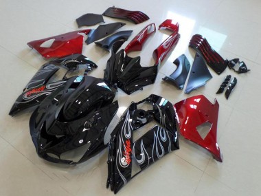Purchase 2006-2011 Kawasaki ZX14R ZZR1400 Motorcycle Fairings - Red Glossy Black Silver Flame Australia