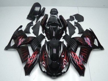 Purchase 2006-2011 Kawasaki ZX14R ZZR1400 Motorcycle Fairings - Glossy Black Red Flame Australia