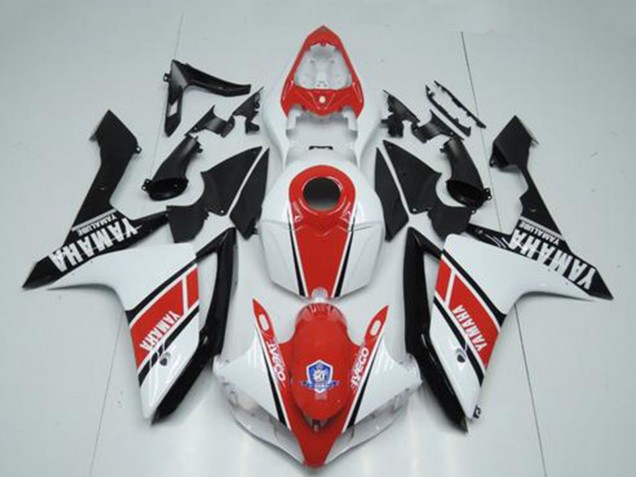 2007-2008 Yamaha YZF R1 Motorcycle Fairings - White Red Glossy Black Australia