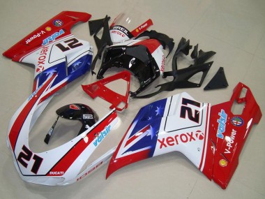 Purchase 2007-2014 Ducati 1098 Motorcycle Fairings - White Red Blue Glossy Black Valsir Xerox 21 Australia