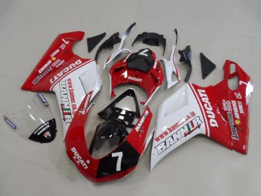Purchase 2007-2014 Ducati 848 1098 1198 Motorcycle Fairings - White Red Glossy Black Banner 7 Australia