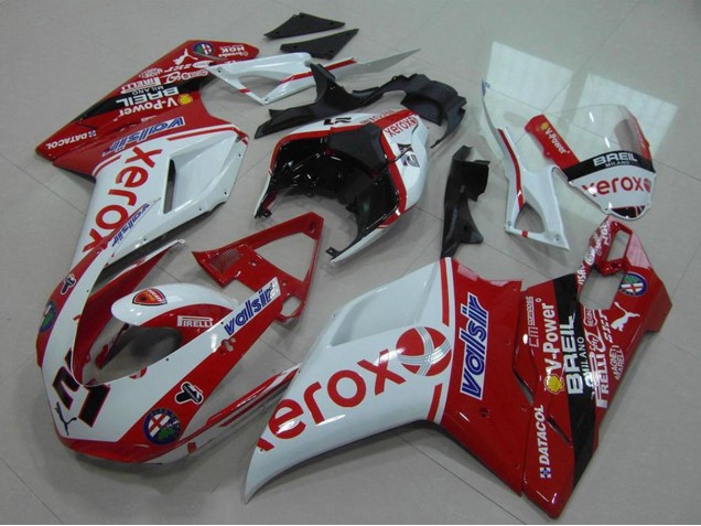 2007-2014 Ducati 848 1098 1198 Motorcycle Fairing - White Red Glossy Black Valsir Xerox OEM Style 21 Australia