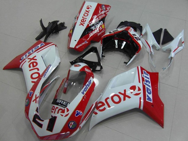 2007-2014 Ducati 848 1098 1198 Motorcycle Fairings - White Red Glossy Black Valsir Xerox OEM Style 21 Australia