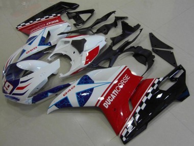 Purchase 2007-2014 Ducati 848 Motorcycle Fairing - White Red Blue Glossy Black Corse 69 Australia