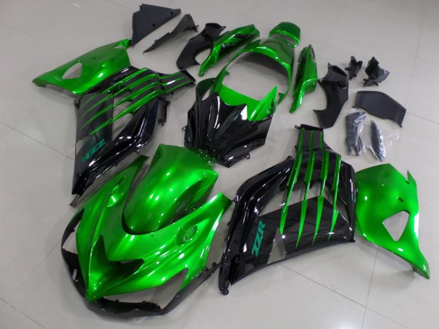 2012-2024 Kawasaki ZX14R ZZR1400 Motorcycle Fairings - Green Glossy Black Australia