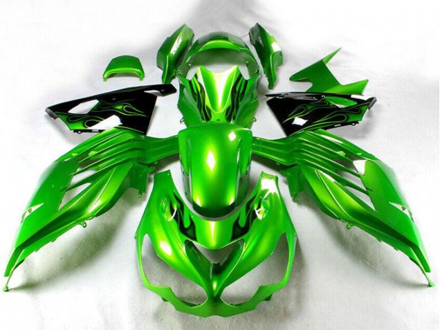 2012-2024 Kawasaki ZX14R ZZR1400 Motorcycle Fairing - Green Glossy Black Australia