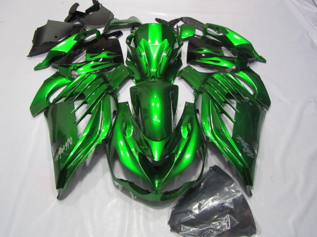 2012-2024 Kawasaki ZX14R ZZR1400 Motorcycle Fairings - Green Glossy Black Silver Ninja Australia