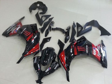 Purchase 2013-2018 Kawasaki ZX300R Motorcycle Fairings - Glossy Black Red Elf Touch4 Monster Australia