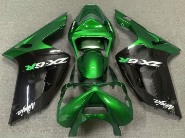 Purchase 2003-2004 Kawasaki ZX6R Motorcycle Fairings - Green Glossy Black Australia