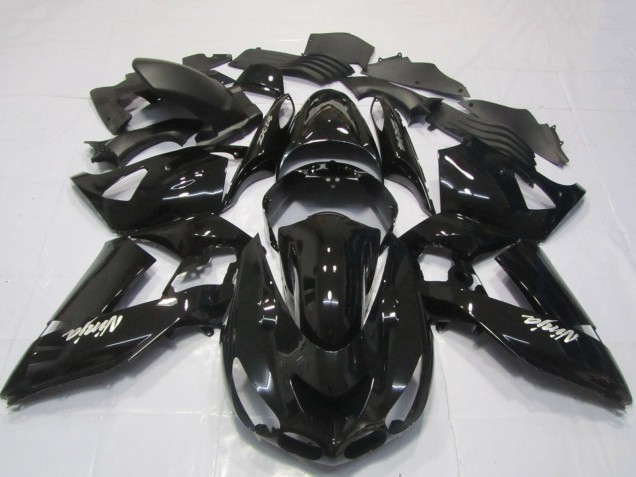 2006-2011 Kawasaki ZX14R Motorcycle Fairings - Glossy Black White Ninja Australia