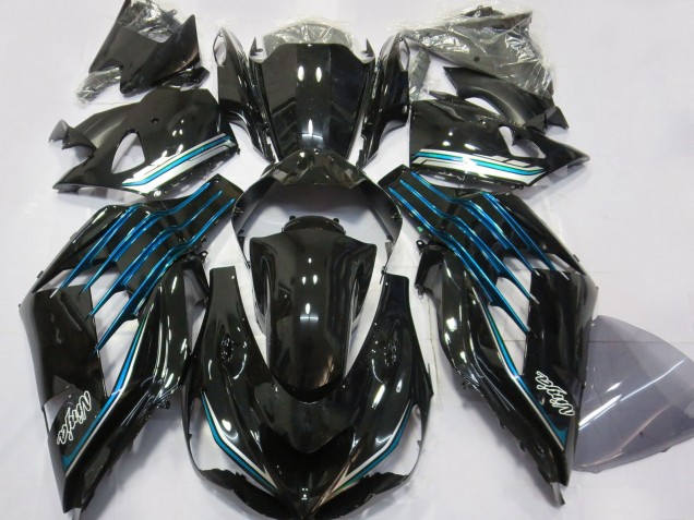 2012-2024 Kawasaki ZX14R Motorcycle Fairings - Glossy Black Light Blue Australia