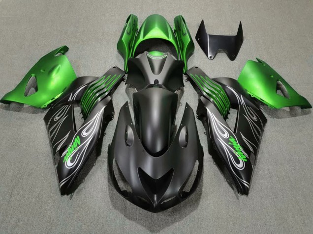 2006-2011 Kawasaki ZX14R Motorcycle Fairings - Green Matte Black Australia
