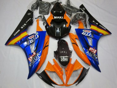 Purchase 2006-2007 Yamaha R6 Motorcycle Fairings - Orange Blue Glossy Black Castrol Australia