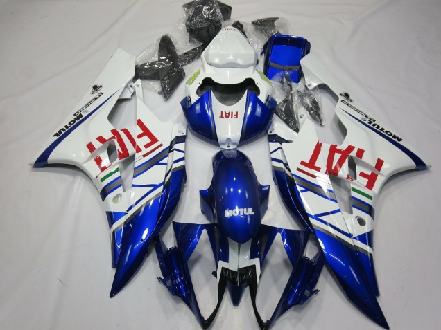 2006-2007 Yamaha R6 Motorcycle Fairings - White Blue Red Fiat Motul Michelin Australia