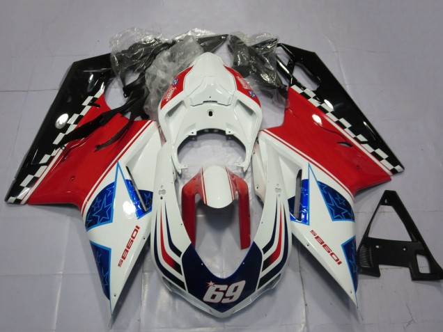 2007-2014 Ducati 1098 Motorcycle Fairings - White Red Black Blue 69 Australia