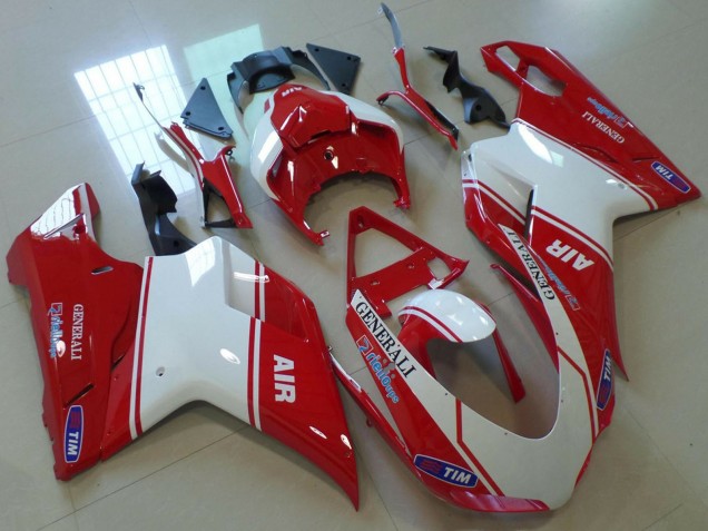 2007-2014 Ducati 848 1098 1198 Motorcycle Fairings - Red White Air Generali Tim Australia