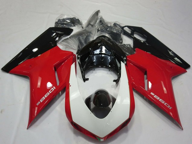 2007-2014 Ducati 1098 Motorcycle Fairings - Red White Glossy Black Australia