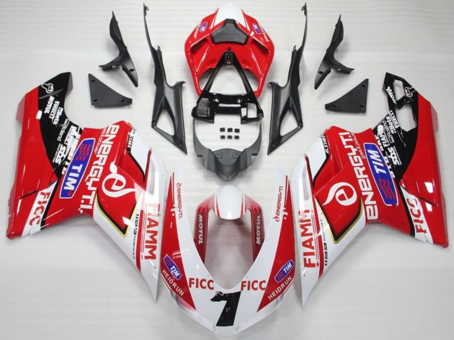 2007-2014 Ducati 848 1098 1198 Motorcycle Fairings - White Red Blue Glossy Black Ficc Fiamm 7 Australia