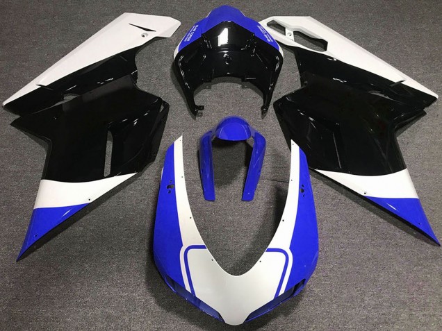 2007-2014 Ducati 848 1098 1198 Motorcycle Fairing - White Blue Glossy Black Australia