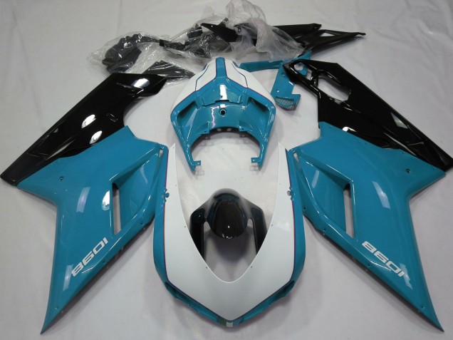 2007-2014 Ducati 1098 Motorcycle Fairings - Blue White Glossy Black Australia
