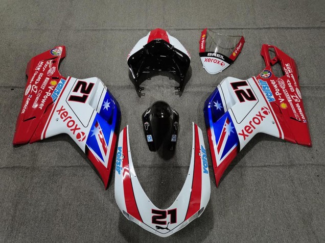 2007-2014 Ducati 848 1098 1198 Motorcycle Fairings - White Red Blue Glossy Black Xerox Valsir 21 Australia