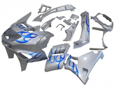 Purchase 1998-2003 Kawasaki ZZR600 Motorcycle Fairings - White Blue Flame Australia