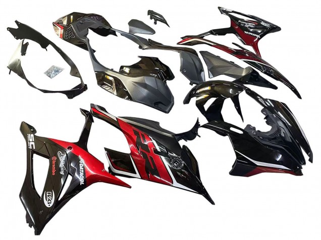 2019-2022 BMW S1000RR Motorcycle Fairings - Black Dark Red Australia