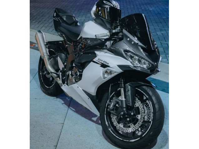 2019-2022 Kawasaki ZX6R Motorcycle Fairings - White Black Carbon Fiber Australia