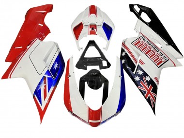 Purchase 2007-2014 Ducati 848/1098/1198 Motorcycle Fairings - White Red Blue Glossy Black Australia