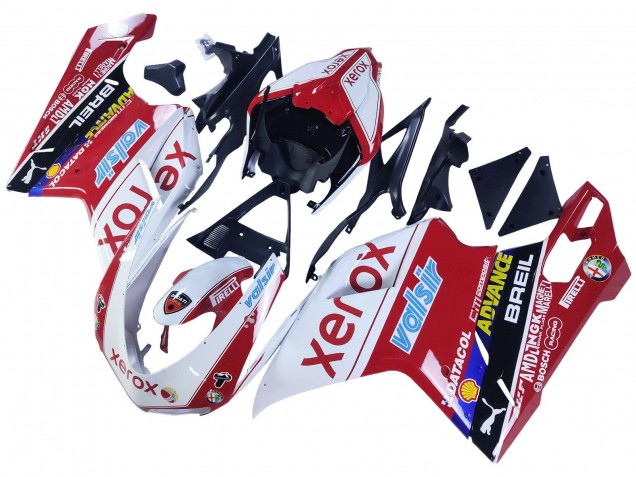 2007-2014 Ducati 848/1098/1198 Motorcycle Fairings - White Red Glossy Black Valsir Xerox Australia