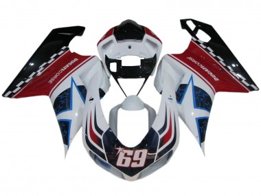 Purchase 2007-2014 Ducati 848/1098/1198 Motorcycle Fairings - White Red Blue Glossy Black Corse 69 Australia