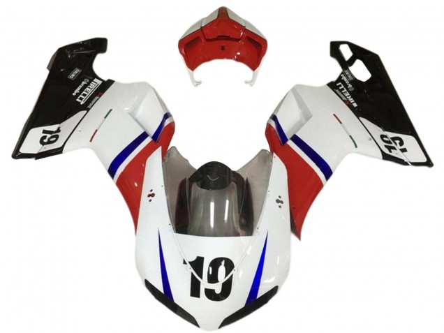 2007-2014 Ducati 848/1098/1198 Motorcycle Fairings - White Red Blue Glossy Black 19 Australia