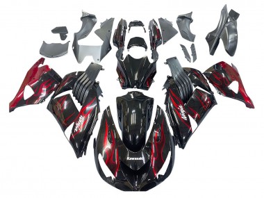 Purchase 2006-2011 Kawasaki ZX14R ZZR1400 Motorcycle Fairing Kits - Glossy Black Red Flame Australia