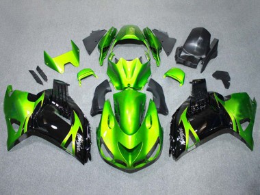 Purchase 2006-2011 Kawasaki ZX14R ZZR1400 Motorcycle Fairings Kits - Green Glossy Black Australia