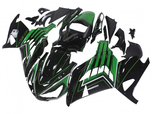 2012-2024 Kawasaki ZX14R ZZR1400 Motorcycle Fairings - Green Glossy Black Stripe Australia