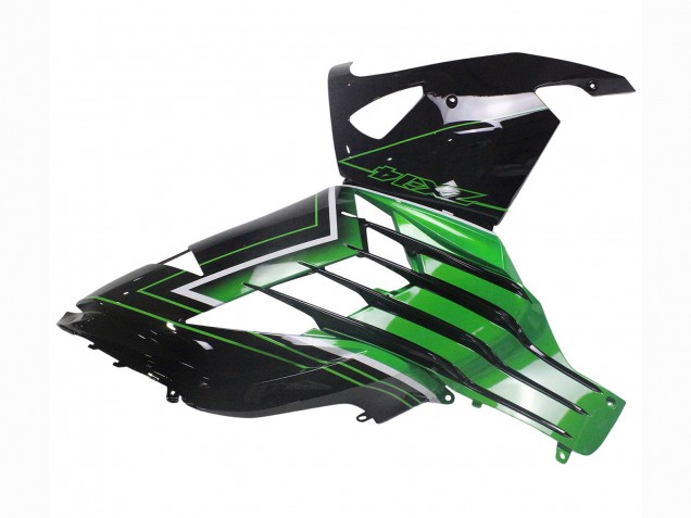 2012-2024 Kawasaki ZX14R ZZR1400 Motorcycle Fairings - Green Glossy Black Stripe Australia