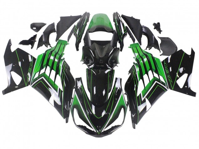 2012-2024 Kawasaki ZX14R ZZR1400 Motorcycle Fairings - Green Glossy Black Stripe Australia