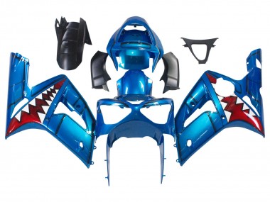 Purchase 2003-2004 Kawasaki ZX6R Motorcycle Fairings - Blue White Red Shark Australia