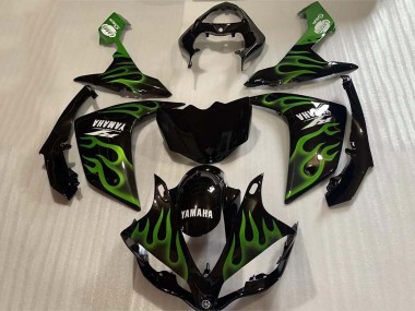 Purchase 2004-2006 Yamaha YZF 1000 R1 Motorcycle Fairings - Glossy Black Green Flame White Decal Australia