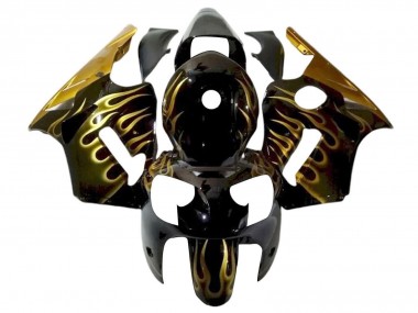 Purchase 2000-2001 Kawasaki ZX12R Motorcycle Fairings - Glossy Black Gold Flame Australia