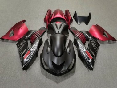 Purchase 2006-2011 Kawasaki ZX14R ZZR1400 Motorcycle Fairings - Matte Black Red Silver Flame Australia